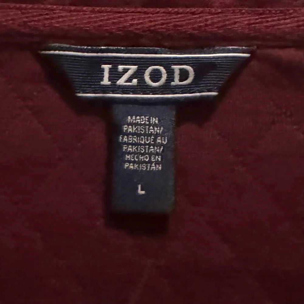 Izod Men’s Burgundy Quarter Pullover Quilted Sweatshirt Sz Large. NWT